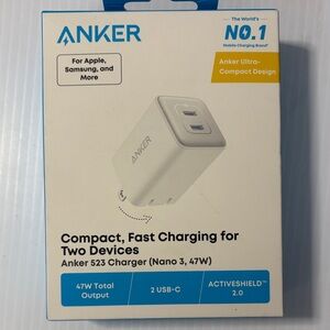 Anker 523 Charger in White with Dual USB-C Ports - Brand new in sealed box